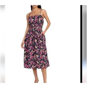 Old Navy Dark Floral Dress Women's 2XL Pink Black Fairy Sleeveless Whimsigoth